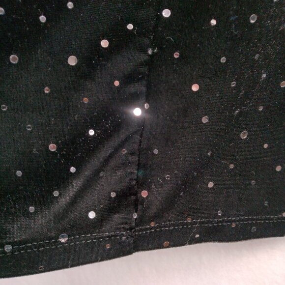 Slinky Brand Shirt Plus Size 1X Open Front Black Velour Mirrored Sequins Party - Picture 10 of 11